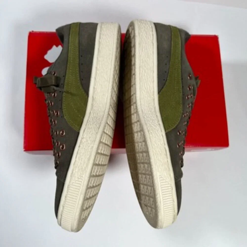Puma Women's Size 7.5 Suede XL Lace VR Sneakers Green Olive Night Avocado Rivets